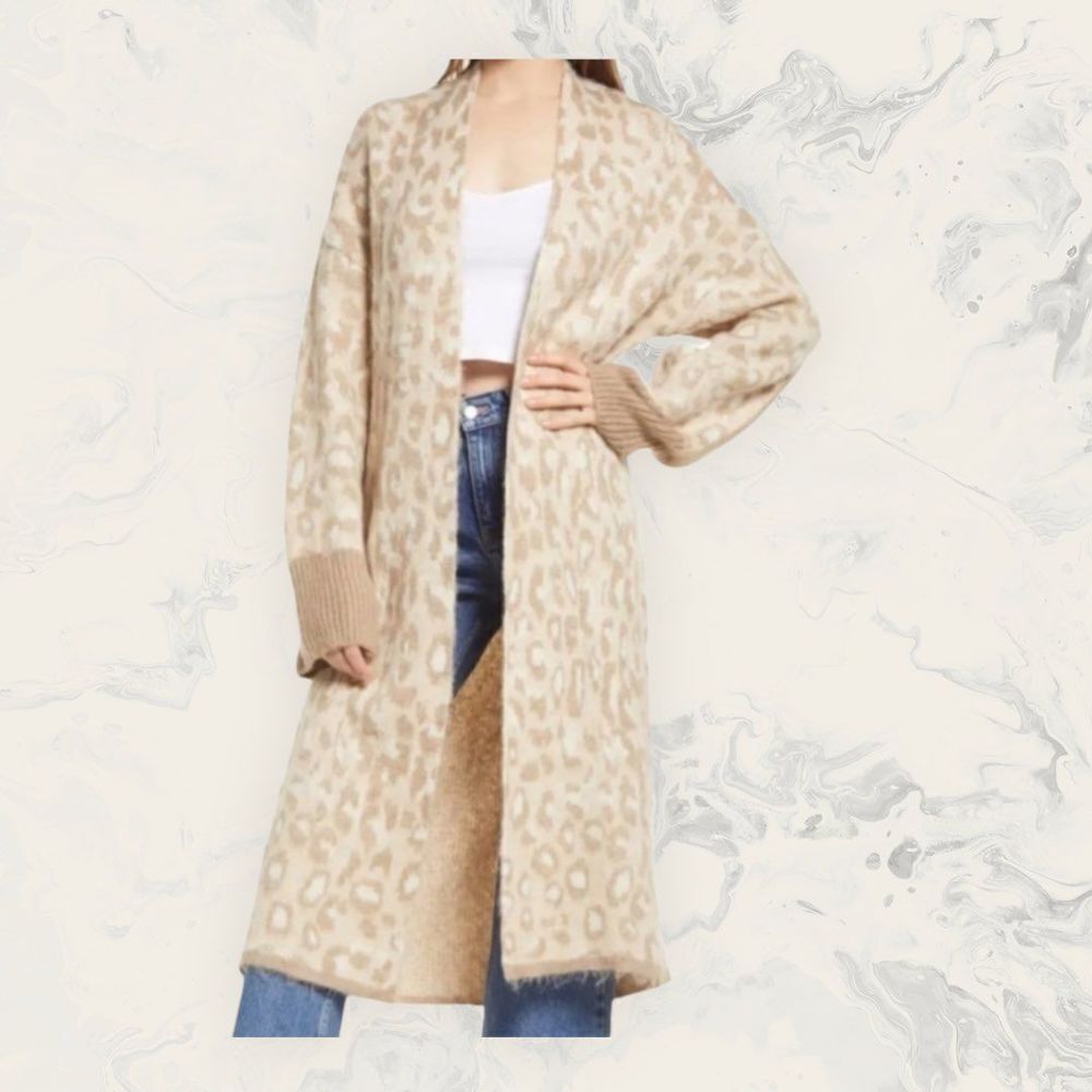 Nwt Topshop Leopard Print Longline Open Front Car… - image 1